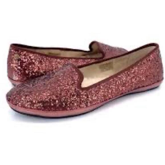 UGG Australia | Alloway Glitter Flats Loafers Slip-on Chocolate Red Size 6.5 - Picture 1 of 10